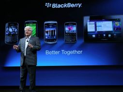 Mike Lazaridis ofrece un discurso en las Américas BlackBerry Devcon. AFP  /