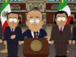 El Presidente Felipe Calderón fue parodiado por segunda vez en la serie animada 'South Park'. ESPECIAL  /