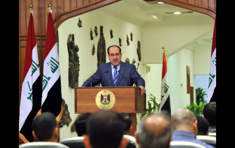 Nuri al Maliki, durante una rueda de prensa en Bagdad, Irak, hoy, sábado 22 de octubre de 2011. EFE  /