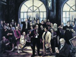 Don Rosendo en la ronda nocturna, acrílico de 1994 de Carmen Bordes, una de las piezas que integran la colección. ESPECIAL  /