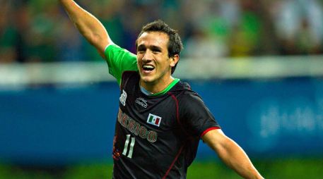 Jerónimo Amione festeja el gol que le dio el oro a México en futbol panamericano. MEXSPORT  /