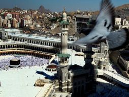 Vista general de la Gran Mezquita Haram Sharif durante la oración musulmana de los viernes. EFE  /