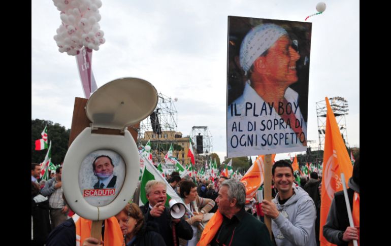 Manifestantes durante una protesta llamada Reconstrucción. En el nombre del pueblo italiano, organizado por el Partido Demócrata. AFP  /