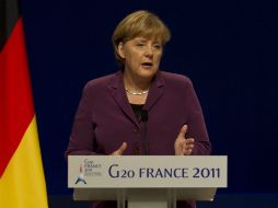 Ángela Merkel durante la cumbre del G20 en Cannes, Francia. EFE  /