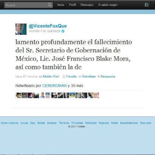 Fox envía sus condolencias vía Twitter por accidente aéreo