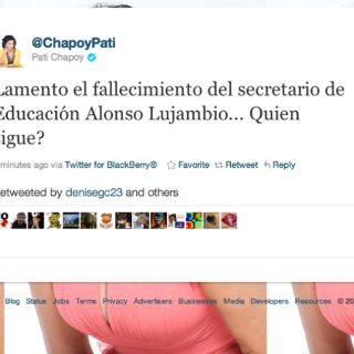 Pati Chapoy lamenta supuesta muerte de Lujambio en Twitter