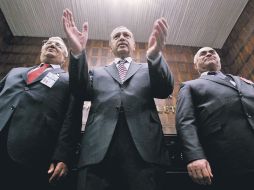El primer ministro de Turquía, Recep Tayyip Erdogan (centro), habla durante una reunión en el Parlamento, en Damasco. AFP  /