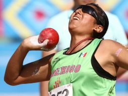 Leslie Mendoza realiza un lanzamiento de 9.70 metros. MEXSPORT  /