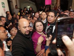 Empleados inconformes, arremetieron en contra de la diputada del PRD, Olga Araceli.  /