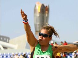 Tania Jiménez fue la mejor de la lid con 8.26m en la final de impulso de bala femenil F12. MEXSPORT  /