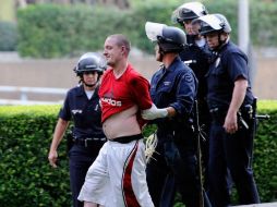 Según la Policía de Los Ángeles, van 20 manifestantes capturados por protestar de manera ilegal en un famos parque de la ciudad. AFP  /