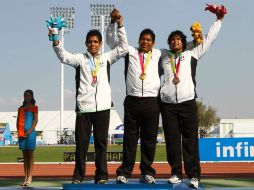En lanzamiento de jabalina se hizo el 1-2-3 con Édgar Barajas, Jorge Madrigal y Luis Enrique Jurado. MEXSPORT  /