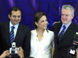 Ernesto Cordero, Josefina Vázquez Mota y Santiago Creel, participaron en un foro para dar a conocer sus propuestas. EL UNIVERSAL  /