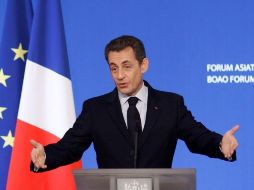 Sarkozy da hoy un discurso previo al inicio de la Conferencia Internacional de Capital. REUTERS  /
