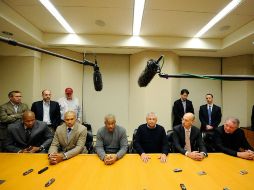 Los comisionarios de la NBA durante la conferencia de prensa celebrada en la ciudad de Nueva York. AFP  /