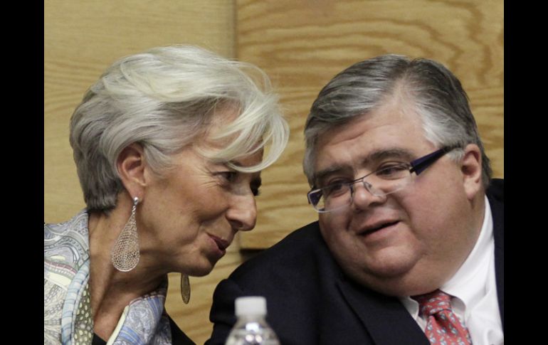 Christine Lagarde y el titular de Banxico, Agustín Cartens, quien perdió la elección del FMI ante la francesa. REUTERS  /