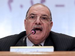 El presidente de la Junta Electoral egipcia, Abdelmoaiz Ibrahim, ofreció una rueda de prensa hoy. EFE  /