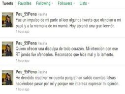 La hija de Peña Nieto ofrece disculpas en Twitter.  /