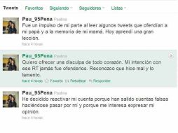 La hija de Enrique Peña Nieto reactivó su cuenta de Twitter y pidió disculpas. ESPECIAL  /