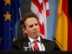 El secretario Timothy Geithner dio una conferencia de prensa en el Ministerio de Finanzas alemán. AFP  /