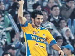 Damián Álvarez festeja su anotación, única del partido, la cual se dio al minuto siete del primer tiempo. MEXSPORT  /