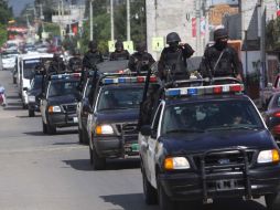 Diversas corporaciones policiacas se trasladan a Saltillo para reforzar la seguridad.  /