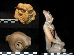 Fotografías de algunos de los 125 instrumentos musicales mayas, entre los que se encuentran flautas, ocarinas, silbatos y trompetas.EFE  /