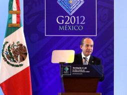 El presidente Calderón participó hoy en el seminario G20 'Los retos actuales del crecimiento económico global. EL UNIVERSAL  /