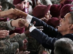 Obama acudió ante miembros de las fuerzas armadas que combatieron en Iraq y ahora regresan a casa.  AP  /