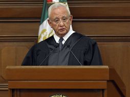 Juan Silva Meza, durante su primer informe de labores al frente de la Suprema Corte. NOTIMEX  /