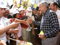 Andrés Manuel López Obrador, en un mitin político en la explanada delegacional de la Magdalena Contreras. NTX  /