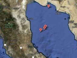 Mapa de la ubicación de epicentros de sismos recientes. Marcados con los números 2, 3 y 4. ESPECIAL  /