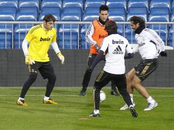 Los jugadores del Real Madrid durante uno de lso entrenamientos. EFE  /