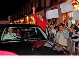 El priista Enrique Peña Nieto en su visita a Morelia donde respaldó al candidato a la alcaldía Wilfrido Lázaro Medina. EL UNIVERSAL  /
