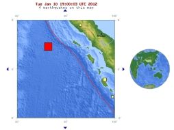 Diagrama con la ubicación del epicentro del sismo registrada por el Servicio Gelógico de Estados Unidos. ESPECIAL  /