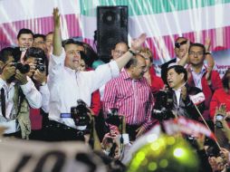 Enrique Peña Nieto, durante el evento en Puebla donde culpó al PAN de la situación de pobreza en el país. EL UNIVERSAL  /