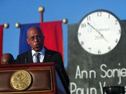 El presidente de Haití, Michel Martelly durante la ceremonia que recordó el temblor del 2010. EFE  /