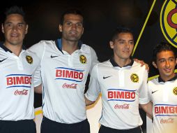 Los cuatro refuerzos del América portaron la nueva playera. MEXSPORT  /