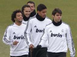 Los jugadores del Real Madrid durante uno de los entrenamientos. EFE  /