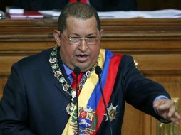 En su discruso Chávez destacó que 2012 será un año de pruebas y de confrontaciones de ideas. EFE  /