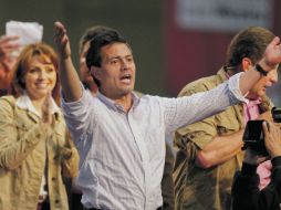 Enrique Peña Nieto habló frente a simpatizantes en Nuevo León, donde estuvo también el gobernador Rodrigo Medina. EL UNIVERSAL  /