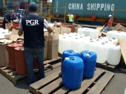 La sustancia química asegurada fue puesta a disposición del Agente del Ministerio Público de la Federación. NOTIMEX  /