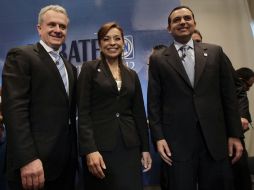 Santiago Creel Miranda, Josefina Vázquez Mota y Ernesto Corder, precandidatos del PAN. AFP  /
