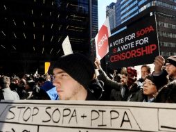 La discusión del proyecto antipiratería ocasiona protestas en calles y en Internet. AFP  /