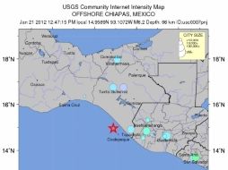 Diagrama de la ubicación del epicentro difundido por el Servicio Geológico de Estados Unidos. ESPECIAL  /