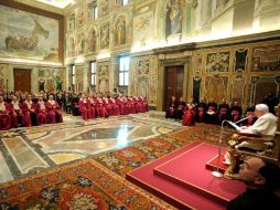 El Papa durante la inauguración del año judicial del tribunal de la Rota, en Ciudad del Vaticano, Vaticano. EFE  /