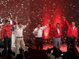 Vielma, Aristóteles, Peña Nieto, Zamora y González Pimienta durante el evento en el Auditorio Telmex.  /