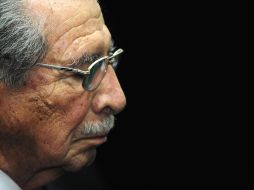 Ríos Montt aparece pensativo en un momento de su primera comparencia ante la justicia. EFE  /