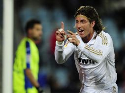 Sergio Ramos celebra el gol con el que los merengues vencieron al Getafe. AFP  /