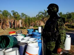 Ayer se registró un decomiso histórico de un valor de 58 mil 144 millones de pesos en Tlajomulco, Jalisco.  AFP  /